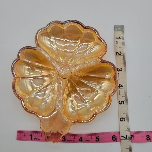 1950's Marigold Iridised 3 Part Clover Jeanette Doric‎ Candy Dish - Picture 5 of 6